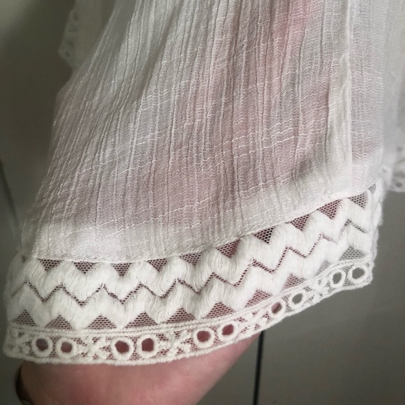 White Cold Shoulder Top with Stitching Detail - Picture 2 of 5